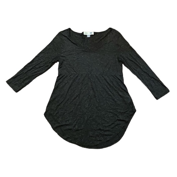 Old Navy charcoal gray maternity scoop neck long sleeved top with silver threads - Picture 8 of 11